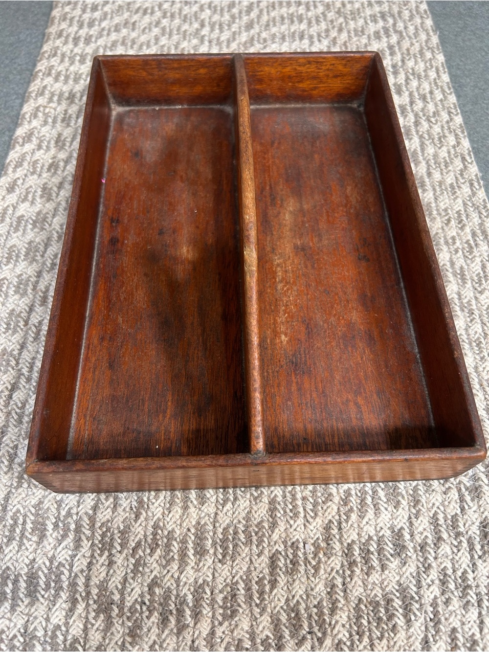 Primitive farmhouse, vintage wooden cutlery trey real wood
